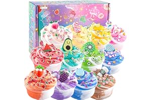 LAWOHO 12Pack Butterschleim, zweifarbiges, Flauschiges Slime set für Mädchen & Jungen, weiches & antihaftbeschichtetes Spielzeug zum Stressabbau, Geschenkidee für Geburtstag Ostern Weihnachten Neujahr