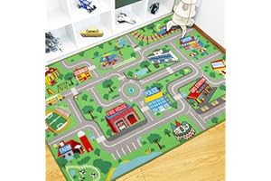 Capslpad – Tapis éducatif et de jeu pour enfants imprimé carte de la ville, pour garçons et filles, pour salles de jeux et chambres, 160 x 100 cm