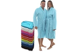 LEBENGOOD Albornoz Unisex para Mujer y Hombre 100% Algodón Rizo Americano 400 gr con Cinturón, Bolsillos, Ducha, Bata Suave, Toalla (L, Coral)