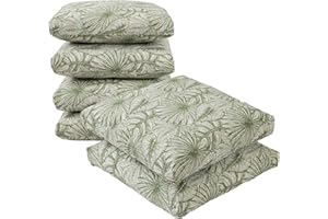 Viste tu hogar Pack 6 Cojín Silla Exterior 45x45cm, Tela Alta Densidad, 70% Algodón 30% Poliéster, Impermeables, Resistentes UV Y Desgarro, Lazos De Sujeción,Verde Hoja Gruesa,Fabricado En España