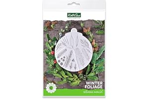 KATY SUE DESIGNS Flower Pro Winter Foliage Cake Decorating Silicone Mould by Katy Sue - Makes 6 Winter/Christmas Types of Leaf & Foliage: Larch, Yew, Laurel, Ceder, Juniper & Spruce.