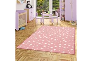 SNAPSTYLE Alfombra Infantil y de Juego con diseño de Estrellas - Rosa - 17 tamaños