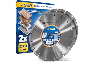 S&R Disque Diamant 230 à Béton. Disque diamant Meuleuse 230 à tronçonner Béton, Pierre, Brique. Lot de 2 Meule diamantée 230mm