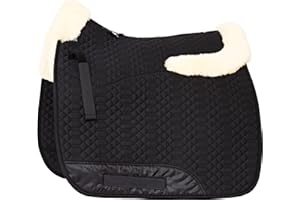 Engel Reitsport | SCHABRA4-VSS-SCH-MED | Schabracke | Lammfell im Sattelbereich - Half Lined | Steppstoff | Fellkranz vorne & hinten | Vielseitigkeit | Stoff schwarz Fell med.