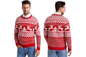 westAce Men’s Christmas Jumper Ugly Festive Xmas Tree Reindeer Fair Isle Knit Sweater Long Sleeve Winter Holiday Crew Neck Pullover Christmas Sweaters for Men S-XXL