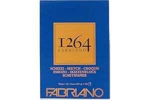 Honsell 19100632 Fabriano Schizzi 1264 - Bloc de bocetos (encolado en la cabeza, 90 g/m², DIN A4, 100 hojas de papel de boceto en blanco marfil, sin ácidos, ligeramente granulada, para todas las