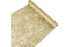 Yeahshion Runner da Tavola in Metallo Dorato 28 cm x 5 m, Runner da Tavola in Tessuto Non Tessuto per Compleanni, Feste, Ritiri, Battesimi, Celebrazioni, Decorazioni per Matrimoni (Oro, 5 m)