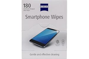 ZEISS Smartphone Wipes, Electronic Screen Cleaner for Digital Device Displays, Safe for Cleaning iPads, Laptops, Tablets, Kindles & more, Individually Packed Single Use Disposable Cloths - Pack of 180