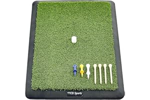 TTCB SPORTS TTCBSPORTS 13"X 17" Synthetic Turf Golf Mat, Thickened Rubber Base Golf Practice Mat，Golf Swing Practice Mat for Golf Practice, 1 Rubber Tee and 7 Plastic Tees