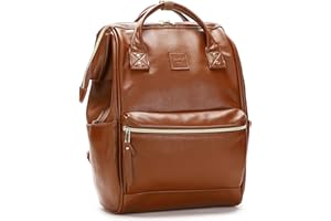 Kah&Kee Faux Leather Backpack Diaper Bag Laptop Travel Doctor Teacher Bag For Women Man (Brown II)