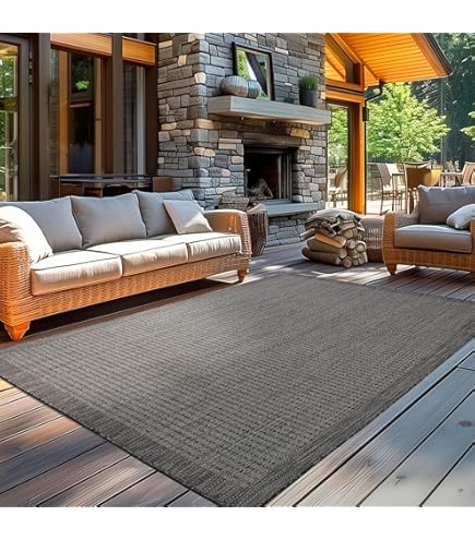 HomebyHome Binnen en buiten tapijt, weerbestendig, sisal-look, 300 x 400 cm, 280 x 370 cm, zwart, balkontapijt, waterbestendig, wasbaar, plat weefsel