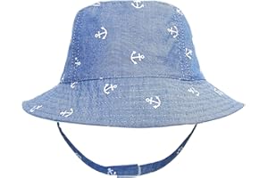 ANIMQUE Denim Cappello da Pescatore Ancora Motivo Bambini Bebè Estate Primavera Cappello da Sole in Cotone Blu 0-7 Mesi