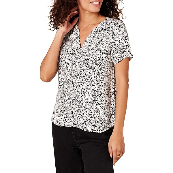 Magliette estive da Donna Top in Pizzo con Scollo a V e Bottoni T-Shirt a Maniche Corte T-Shirt Casual Larghe t Shirt Donna (White, S