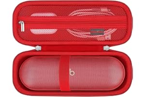 Elonbo Étui de transport pour Beats Pill - Haut-parleur Bluetooth portable, Beats Pill - Étanche - Sac de voyage rigide - Poche en maille pour chargeur - Rouge