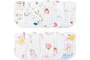 2OOYA 7PCS Baby Bibs for Boys Girls Cotton Waterproof Baby Bibs Absorbent Dribble Bibs Infant Feeding Bibs Soft Polyester Cotton Adjustable for Baby Shower Birthday Gift Christmas 6-12 Months