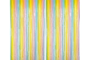 Montegoni 2 Piezas de Cortina Metálica con Flecos de Colores de 1x2,5 m, Decoración de Lámina con Purpurina para Año Nuevo, Cumpleaños, Baby Shower, Fiesta de Bodas | Flecos para decoración