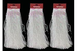 HOVUK 3 x holografische Folien-Lamettas für Weihnachtsdekorationen, schillernde weiße Lametta-Folien-Fransenvorhänge für Heimdekoration, Hochzeit, Geburtstag, Party, Größe: 50 cm