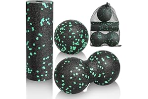 LOPHE Zestaw piłek do masażu, wałek z pianki do masażu mięśni, piłka do masażu powięzi, podwójna piłka do lacrosse, piłka do samodzielnego masażu z torbą do przechowywania, łagodzi napięcie mięśni