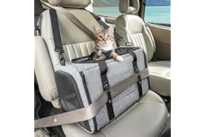 Petsfit Soft Cat Car Carrier for Medium Cats & Small Dogs with Safety Buckles & Lockable Escape-Proof Zippers – Ideal for Vet Visits, Car Travel & Outdoor Use，Gift for Pet