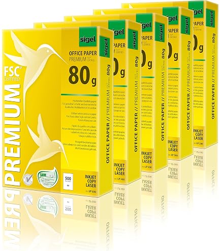 Papier Sigel Premium Office LP500 - 500 Feuilles A4 80 G/m² - Blanc Haut De Gamme Pour Imprimante Laser/Jet D'Encre