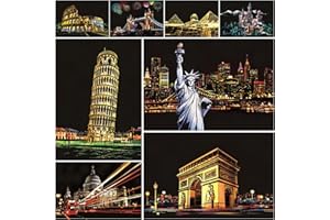 ‎SIYEAR SiYear Scratch Paper Rainbow Painting Sketch, City Series Night Scene,Scratch Painting Creative Gift,Scratchboard for Adult with 4 Tools