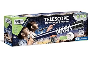 Clementoni | Télescope Enfant 8 Ans+ – Explore par-Delà l’Horizon | Grossissement 300× | Trépied Réglable 130 cm | Observation Lune et Étoiles | Jeu Éducatif Astronomie | Développé en Italie