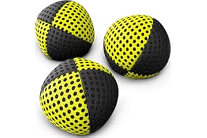 SPEEVERS Juggling Balls Professional Set of 3 Fresh Design Xballs, 12 Beautiful Colors Available, Juggle Balls for Beginners, Kids, Adults, 2 Layers of Net 4 Panels Carry Case (120g, Black - Yellow)