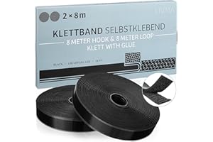 LIVAIA brida para cables autoadhesiva reutilizable: 2x abrazaderas para cable de 8 m de cinta autoadhesiva negra para una fácil ordenación, organización y gestión de cables - cierre auto-adhesivo