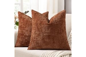 Homaxy Uppsättning av 2 chenille-örngott 50 x 50 cm, mjuka dekorativa soffkuddar, örngott, textur, bambufogar, kuddfodral, de