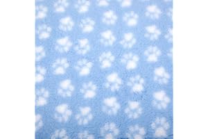 MerryMaple Veterinary Bedding ® Paws Vet Pet Bed Pro Non Slip Rubber Backing Machine Wash - 20 Colours, Various Sizes (Sky Blue with White Paws, 76cm x 50cm (30" x 20"))