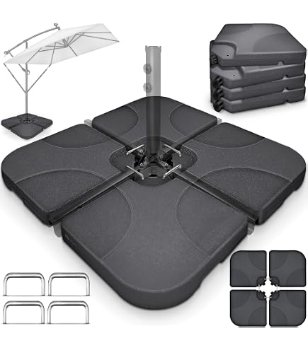 Supporto Pieghevole Per Ombrellone Siena Garden – Base In Acciaio Zincato, Diametro 38-48 Mm, Piedini Regolabili Per Lastre 40x40 E 50x50 Cm