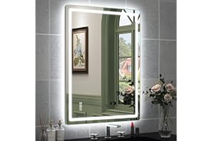 STARLEAD 800x600 mm Bathroom-Mirror-with-LED-Lights, Double LED Strips, Backlit + Front Lit, LED-Bathroom-Wall-Mirror with Anti-Fog, 3 Colors Dimmable, Memory Function, Tempered Glass, Aluminium Frame