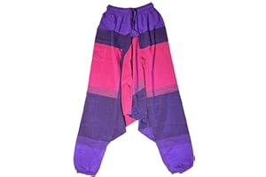 HCZ Pantalones Hippies Pantalones Entrepierna Caída,Algodón,Talla Unica,Hecho a Mano En Nepal