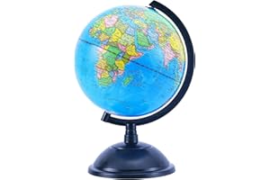 EXERZ 20cm Globe Terrestre - Carte en Français- Garte Politique/Décoration éducative/géographique - pour l'école, la Maison et Le Bureau - diamètre 20cm