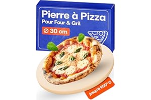 Praknu Pierre a Pizza pour Four - Rond 30cm - Pierre Pizza en Cordiérite à Four et Barbecue - Pour Pizzas Croustillantes