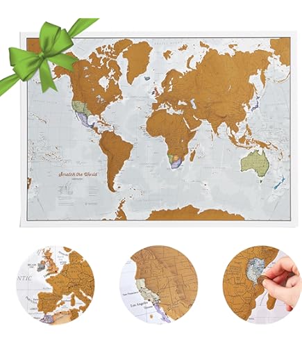 Mappamondo Grattare Mappamondo Da Grattare Luckies - Mappa Del Mondo Per Viaggiatori, Decorazione Scrivania Mappa Del Mondo Con Puntine