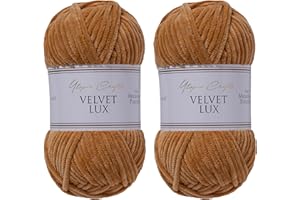 Utopia Crafts Velvet Lux Chenille Super Soft Chunky Yarn for Knitting and Crochet Yarn 2X 100g (Warm Brown)