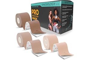 DDGM Kinesio Tape professionale. Cerotto a nastro per taping kinesiologico adesivo impermeabile. Ottima benda elastica per tutore ginocchio e articolazioni. Ottimo nastro adesivo seno. (3 Roll, Pelle All)