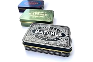 TINIT Matches Tin - Match Storage Box Metal Tin Matchbox Holder Candle Holder Lighter Gift Present (Black)
