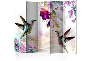 murando Paravento Ucello Natura Fiori Stampa bilaterale su tela in TNT 100% Non Trasparente Parete Divisoria Interno Separatore Stanza Pieghevole Decorazioni
