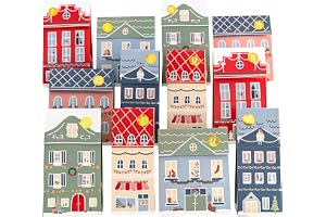 Papierdrachen Julkalender för stad pastell – hopfällbar låda – hus – advents-juldekoration – för hantverk och att fylla själv