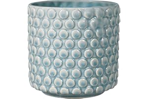 Bloomingville Ceramic Flower Pot Dot - colorful Planter, Pot for plants, sukkulents Size S (12,5 cm ø) Dia 5'' H 5'', Stoneware, sky blue