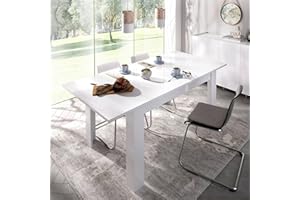Dmora Tavolo Pranzo allungabile, cm. 140/190 x 78 x 90, Bianco Lucido, Unico