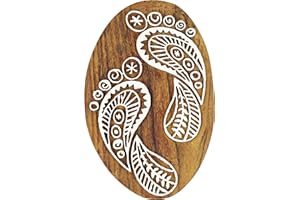 IBA Indianbeautifulart Textile Printing Block Foot Print Hand Carved Wooden Stamp Wood Block Printing Textile Stamp for Fabric/Pottery Blocks- 4 Inches