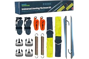 Purely Outdoors Awning Tie Down Kit Storm Straps - Storm Straps & Buckle Clips For Caravan Full & Porch Awnings, Universal Fitment With Springs & Anchors