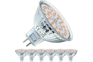 ‎EACLL EACLL GU5.3 LED Warmweiß 6W Ersetzt 50W Halogen MR16 Glühbirne, 6er-Pack, 550 Lumen 2700K Leuchtmittel, AC/DC 12V Flimmerfrei Strahler, Abstrahlwinkel 120 Grad Spot, Nicht Dimmbar Reflektorlampen