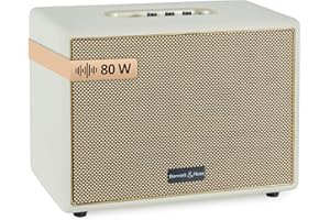 Bennett & Ross BB-880CW Blackmore Giant - Retro Bluetooth Lautsprecher in Lederoptik - TWS-Funktion - Vintage Speaker mit 2X 40W Leistung - USB-Eingang mit MP3-Player - Aux-Anschluss - Creme-Weiß