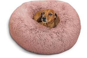 Best Friends by Sheri The Original Calming Donut Shag - Cama para Perros y Gatos - Pelo sintético - Rosa Palo - Pequeña: 58 x 58 cm