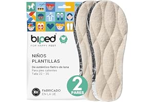biped 2 pares de plantillas de invierno para niños - plantillas con auténtica lana de cordero - plantillas térmicas calentadoras z2692(28-29)