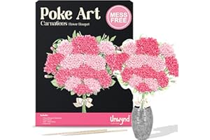 Unwynd Poke Art Carnations Flower Bouquet, Mess-Free Arts and Crafts for Adults, Teen Craft Kits, Mother's Day Flowers, Gifts for Mother, Women and Men